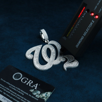 Pendentif personnalisé lettre W cursive en Moissanite, serti de baguettes, style Hip Hop, en Argent 925, Collier Bling pour Rapper et Streetwear