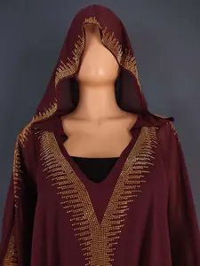 Muslim Clothing Middle East Women Chiffon Hot Diamond Hooded Large Swing Dress Arab Long Burqa Abaya Robe
