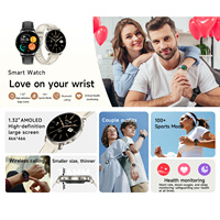 Montre connectée sportive ronde ultra-fine CE FCC HT39 pour couples, prise en charge des appels Bluetooth, écran AMOLED 466*466, surveillance de la santé féminine