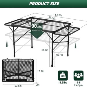 Bolsa de malla de parrilla plegable ajustable de altura de mesa portátil para exteriores de 3x2 pies, paneles negros de 2 alas para uso en la playa para acampar - Product Image 6