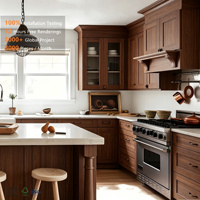 Ensemble d'îlots de cuisine modulaires en bois massif de style farmhouse personnalisé avec évier, design écologique, finition laquée, garantie de 5 ans