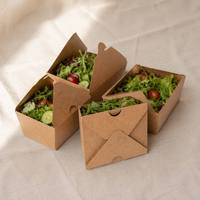 Eco-vriendelijke fastfood papieren doos, kraft, opvouwbaar, wegwerpbaar, met sluitlip, lunchbox, OEM aangepaste logo bulk voedselverpakking