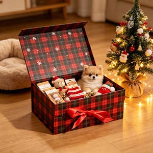 Boîte cadeau personnalisable en carton blanc en forme d'avion à carreaux pour animaux <span class=keywords><strong>de</strong></span> compagnie, jouets, friandises, clochettes, emballage <span class=keywords><strong>de</strong></span> chaussettes <span class=keywords><strong>de</strong></span> Noël, vente en gros - Product Image 1