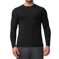 Service OEM personnalisé, t-shirt à manches longues compressé en polyester/nylon pour hommes, fitness et mise en forme
