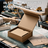 En stock, vente en gros, boîte cadeau en papier artistique noir et blanc, magnétique, faite à la main, avec feuille d'argent, pour bougie et cadre photo