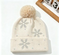 Bonnet tricoté à pompon et flocons de neige, chaud pour l'automne et l'hiver, unisexe adulte, bonnets chauds – Grande Vente