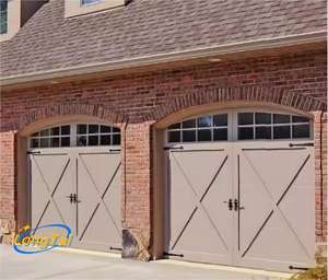 LONG TAI Meilleur <span class=keywords><strong>prix</strong></span> Personnalisé Automatique Électrique Sectionnel Double Peau <span class=keywords><strong>Bois</strong></span> Portes de Garage en Acier pour Villa - Product Image 2