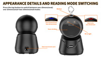 HENEX HC-6052 USB Handfree Desktop Scanner CCD 1D 2D QR Code Omnidirectional 1D 2D Pembaca Barcode Otomotif Bersertifikasi ROHS