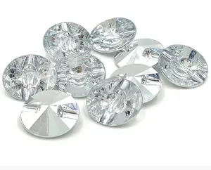 Decorative crystal two-eye transparent button acrylic sofas with soft wrap buttons are available crystal buttons