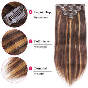 Extensiones de Cabello Humano Virgen Brasileño Remy Rubio y Castaño 100% Natural, Doble Trama a Máquina, Invisibles, Marca Eli para Mujer, Venta al Por Mayor - Product Image 3