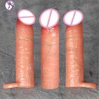 Silicone creux gode préservatif adulte sexe produit mâle portable pénis agrandissement efficace sperme serrure portable gode préservatif