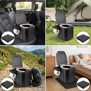 Toilette pliable portable en PU imperméable de grande taille 32,5 cm avec couvercle, capacité 6L/10L, pour le <span class=keywords><strong>camping</strong></span>, la voiture, les adultes et les enfants - Product Image 5