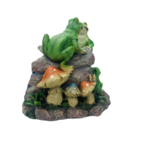 Statue d'extension de tuyau de descente décorative en résine de famille de grenouille peinte à la main