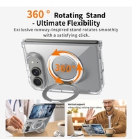 Étui magnétique pour iPhone Duo avec support rotatif, antichoc, transparent, personnalisé, anti-jaunissement, pour téléphone portable