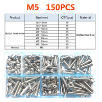 M2 ~ M6 Kit d'assortiment de boulons à écrou en acier inoxydable 304 vis à tête cylindrique à six pans creux pour machine métrique à bois bricolage