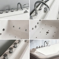 Baignoire d'angle encastrée rectangulaire moderne pour salle de bain, avec hydromassage et jets d'air, pour SPA intégré
