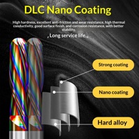 2 Flute Solid Carbide Ball Nose End Mill, Pemotong Penggilingan Eksternal R dengan Lapisan Pelangi untuk Pemesinan CNC Paduan Aluminium.