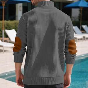 Suéter de punto de manga larga con cuello alto para hombre, cierre de botones, diseño acanalado para atuendos informales - Product Image 5