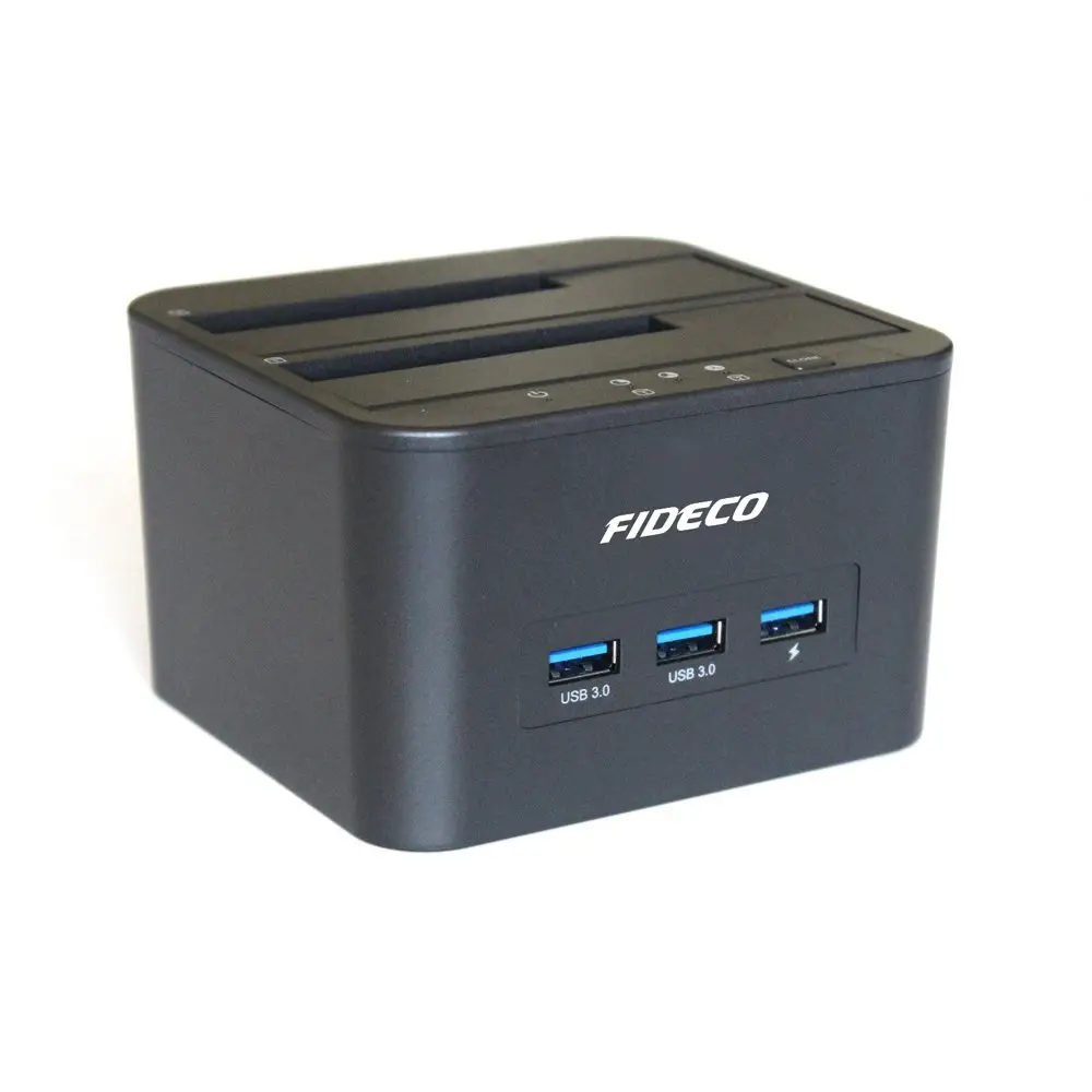 FIDECO 2 bay usb3.0 2.5 3.5 HDD hard drive disk docking station with usb hub offline clone clonador de disco duro