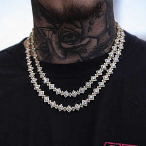 Bijoux Hip Hop 10mm plaqué or jaune glacé 3A Cz diamant Cloister lien chaîne étoile chaîne collier pour hommes femmes - Product Image 2