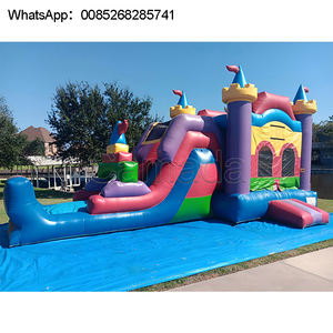 Château gonflable en PVC avec toboggan et piscine, porte à passage et filet, pour fêtes - Product Image 3