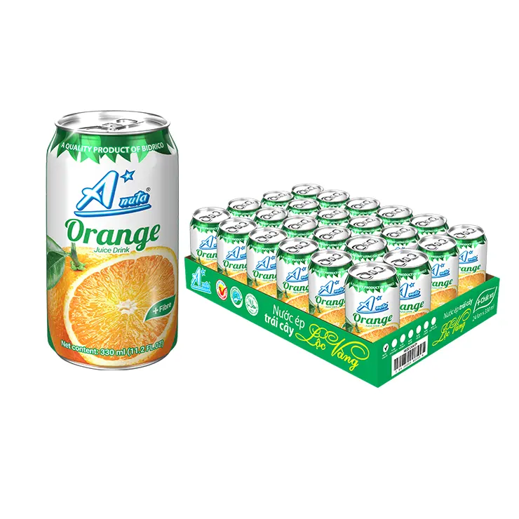 Nueva bebida de jugo de fruta de naranja de calidad 330Ml Anuta marca Iso Halal Haccp bebida envasada en botella fabricante de Vietnam