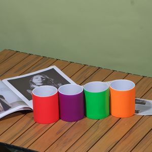 แก้วเซรามิกสั่งทำ สีส้มแดงเรืองแสง พร้อมหูจับ ของขวัญทางธุรกิจ แก้วเดี่ยว คุณภาพสูง แก้วกาแฟเซรามิก DIY - Product Image 2