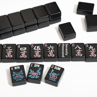 Fichas de Mahjong de Melamina Negras Puras, Hechas a Mano en Estados Unidos, Fichas de Mahjong, Ajedrez Casual, Entretenimiento con Cartas, Personalizadas, Venta al Por Mayor