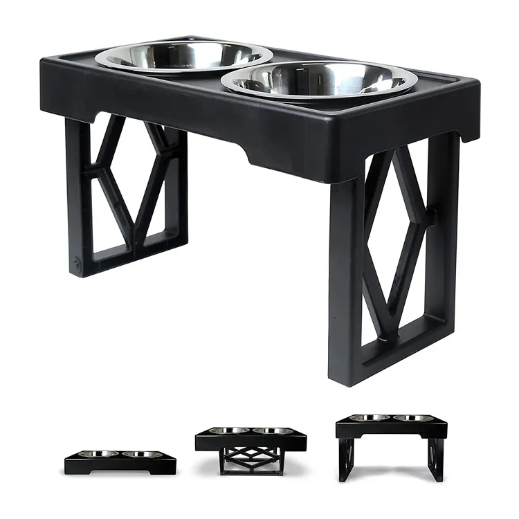 Wholesale New Supply Adjustable Height Stainless Steel Elevated Raised Dog Bowl