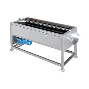 Factory price potato rotary drum washer / roller type vegetable washer / fruit brush cleaning peeler machine