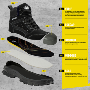 Chaussures de sécurité montantes pour hommes avec embout en acier pour chantier, anti-perforation, anti-écrasement, antidérapantes - Product Image 2