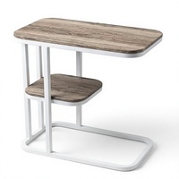 Table basse en bois moderne et durable avec étagère de rangement, cadre en métal blanc, montage facile, garantie 1 an, design minimaliste, salon