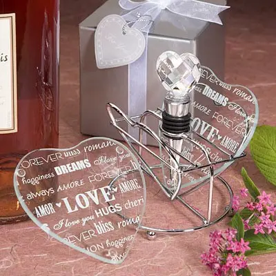 Ywbeyond Wedding Return Gift heart shaped Glass Coaster Birthday giveaways souvenir