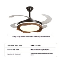 Noyer 42 pouces LED ventilateur de plafond intelligent moderne Mini conception en bois télécommande pour une utilisation intérieure pour salle à manger chambre hôtel élégant décor à la maison