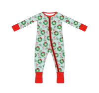 Caja de Regalo de Navidad con Estampado de Adornos de Árbol de Navidad, Pelele con Cierre para Bebé, Doble Cierre, Tela de Bambú Ecológica, Unisex, Manga Larga