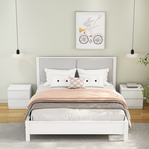 White Nightstand 19.7 Inch 2 <b>Drawers</b> Handle Free Design Thickened Top Plate <b>Small</b> Side Table - Product Image 3