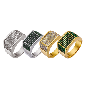 Anillo de Lujo Hip Hop para Hombre, con Circonita Cúbica, Resistente al Agua, Chapado en Oro de 18K, Acero Inoxidable de Titanio, Antideslustre, para Regalo - Product Image 4