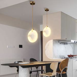 Lampu Gantung Marmer Berkualitas Tinggi, Lampu Gantung Marmer Tembaga, Lampu Tali Samping Tempat Tidur, Lampu Gantung Bulat Modern Mewah - Product Image 5