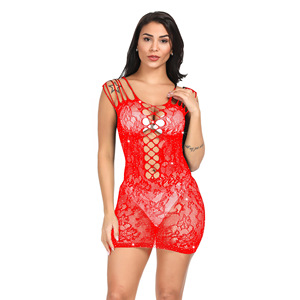 Mini abito Sexy a rete posteriore senza cuciture fantasia più Lingerie elasticizzato per donne - Product Image 5