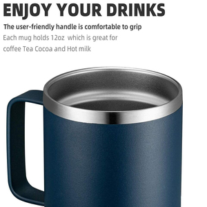 Taza de Café Aislada de Acero Inoxidable de 12 oz con Asa, Taza de Viaje de Doble Pared con Aislamiento al Vacío y Tapa Deslizante - Product Image 4