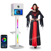 Cabine photo verticale électrique avec écran, impression instantanée, appareil photo reflex numérique, verre trempé métallique, cabine photo 360 degrés pour fêtes