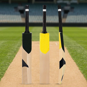 Bate de Cricket de Madera con Diseño Negro y Amarillo, Resistente para Partidos y Entrenamientos - Product Image 1