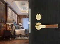 Poignée de porte intérieure de luxe dorée avec poignée décorative pour maison et toilettes publiques, loquet silencieux, serrure de porte à poignée séparée