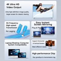 Kit d'extension sans fil 4K compatible avec autres marques : Émetteur-récepteur vidéo, Dongle TV Stick, Adaptateur pour PC, Caméra, Ordinateur portable, Moniteur