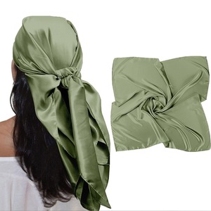 Écharpe carrée en satin <span class=keywords><strong>vert</strong></span> <span class=keywords><strong>émeraude</strong></span> de qualité supérieure pour femme, cadeau - Product Image 4