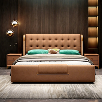 Lit de rangement moderne de luxe JUNYUHAO avec revêtement en tissu, mousse haute densité, cadre en pin, taille Queen/King, meubles de chambre à coucher