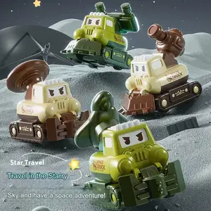 Children press inertial cartoon engineering car male and female children space military aerospace pull-back scooter toy