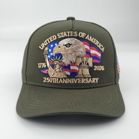 Topi Baseball 6 Panel PVC Edisi Ulang Tahun ke-250, Bordir Tiga Dimensi, Model Snapback, Dapat Disesuaikan, Impor