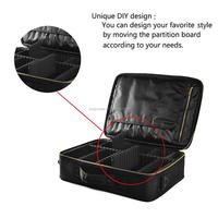 Trousse de maquillage Voyage Maquillage Train Case 13.8 pouces Grand Cosmétique Cas Professionnel Portable Maquillage Brosse Titulaire Organisateur