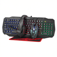 Kit de démarrage pour jeux Xtrike Me CM-406 4-en-1, clavier à membrane rétroéclairé RGB, souris USB Type A, casque programmable, tapis de souris